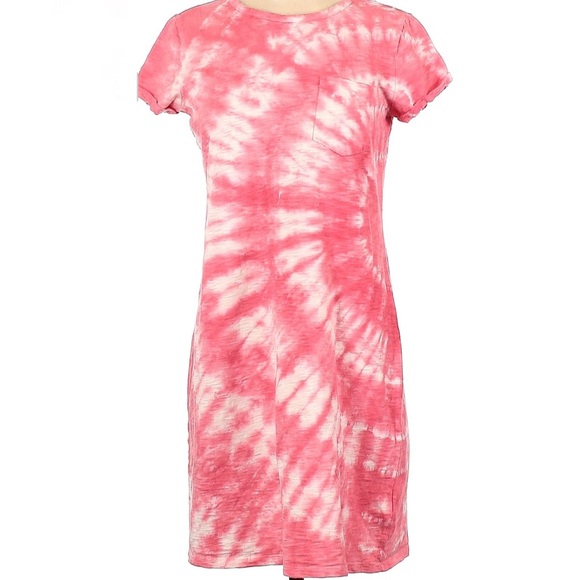 GAP Pocket T-Shirt Dress in Coral Pink Tie-Dye - Picture 5 of 8
